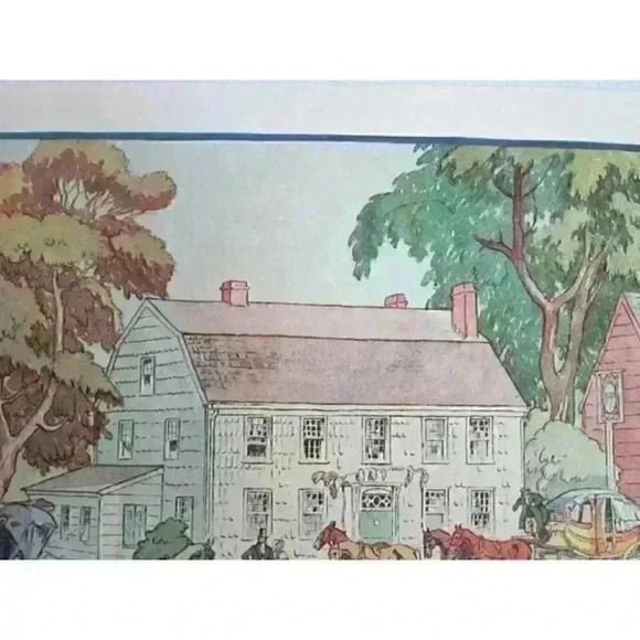 Art Print Edward Penfield INN ON THE BOSTON POST 1804 Color Litho 9x12 Antique - Picture 3 of 12